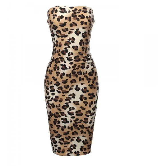 Made by Emma Sexy Bodycon Animal Print Tube Dress - Picture 1 of 3